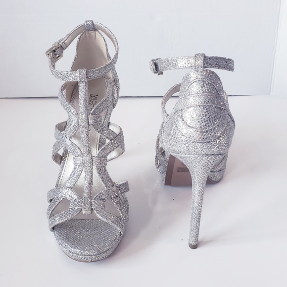 Michael Kors Silver Sparkly Strappy Heels - Picture 4 of 8